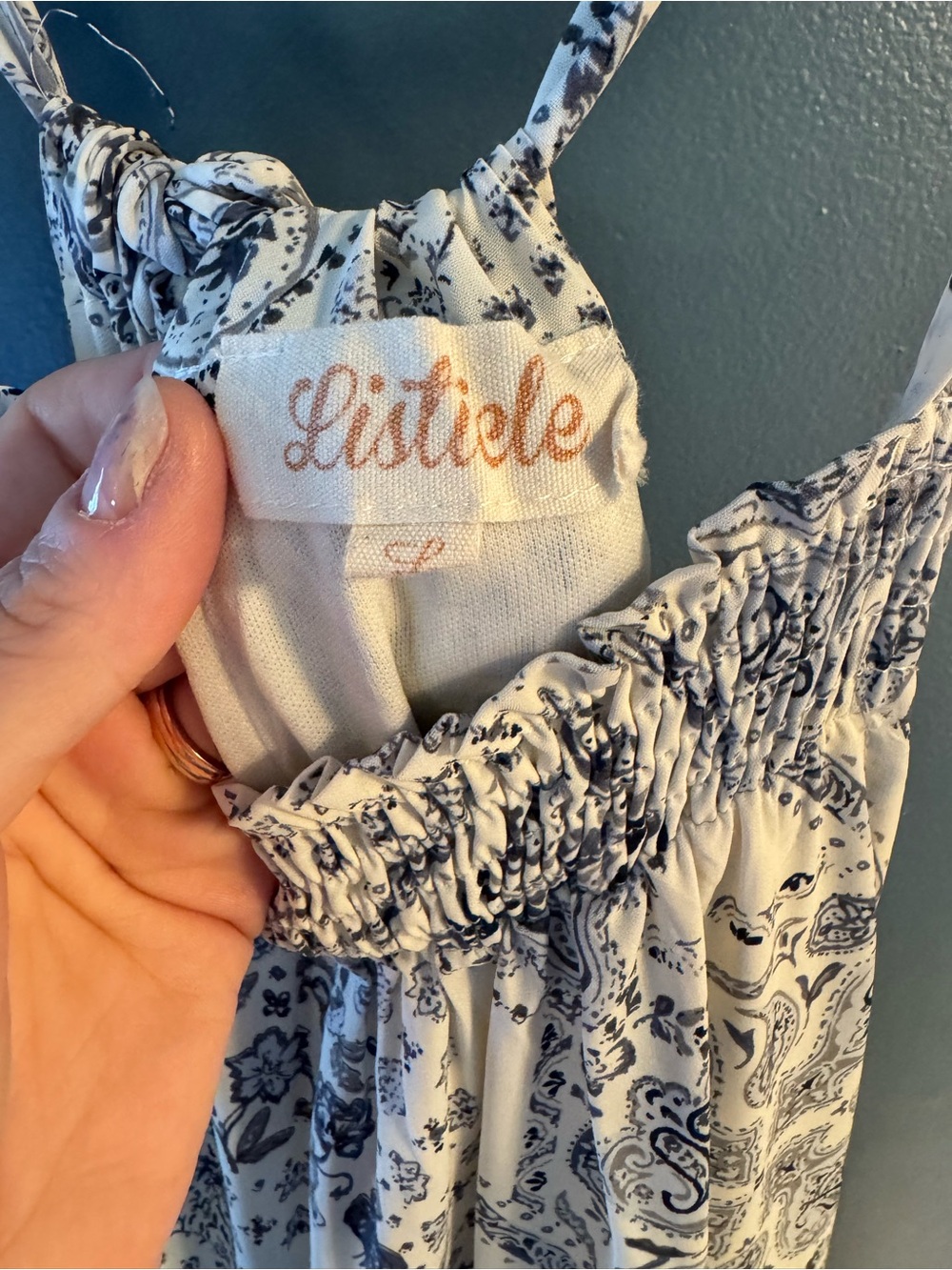 Listicle White and Navy Paisley Tiered Maxi Dress - Picture 2 of 3